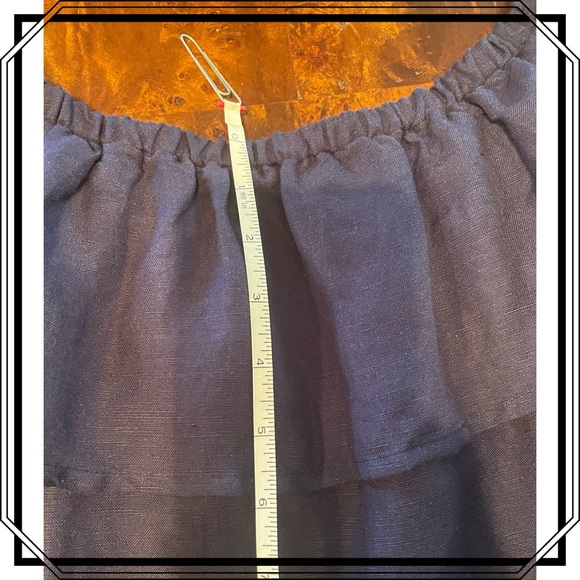 Tommy Bahama Linen Blend Ruffle On/Off Shoulder Sheath Dress - Navy Sz L - Picture 6 of 10